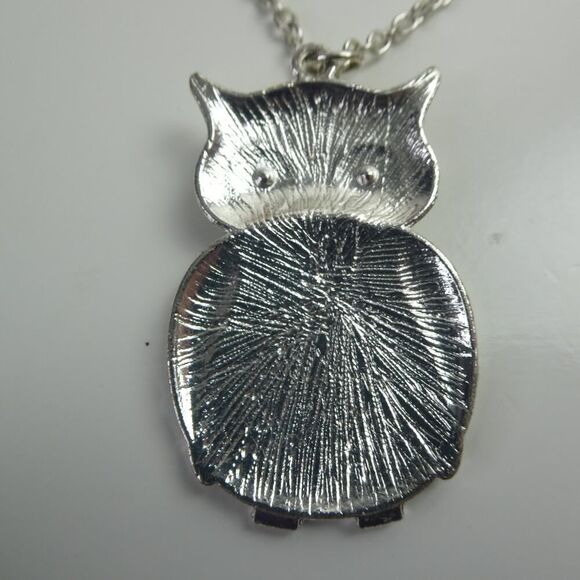 Green Owl 2" Pendant Silver Tone Chain Necklace Rhinestone Plus Size Friendly - Picture 11 of 12